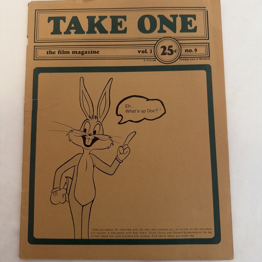 Vintage 1970 TAKE ONE Film Magazine  Bugs Bunny Tex Avery Interview RARE VOL2 9